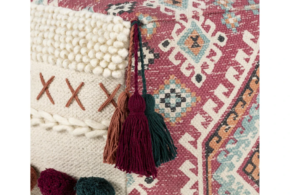Pouf-Pink Red Tassel - Image 3