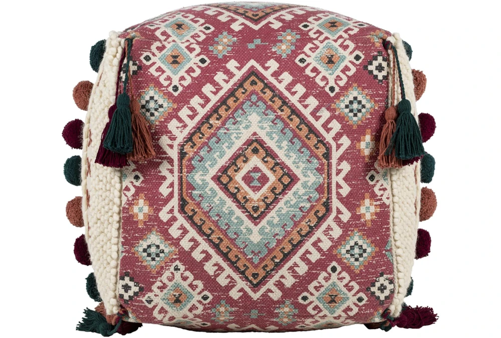 Pouf-Pink Red Tassel - Image 4