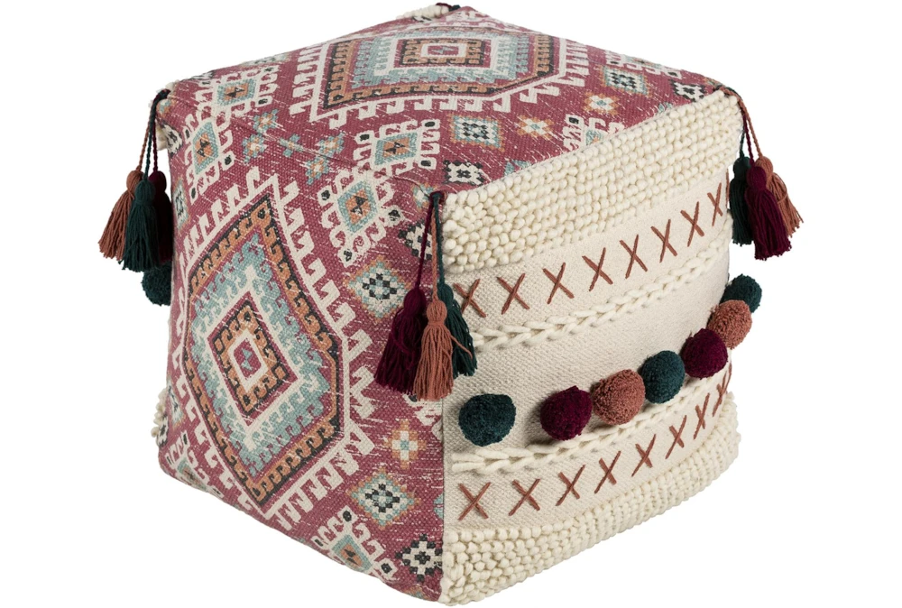 Pouf-Pink Red Tassel - Image 5