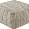Pouf-Grey Natural Woven Leather