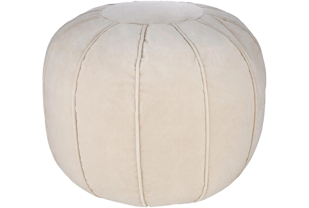 Pouf-Khaki Velvet Round