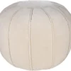 Pouf-Khaki Velvet Round