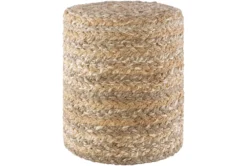 Pouf-Beige Jute Braided