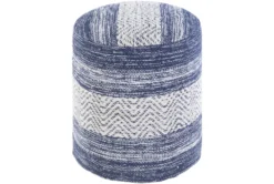 Pouf-Blue Denim White Stripe