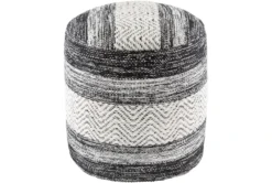 Pouf-Black White Stripe