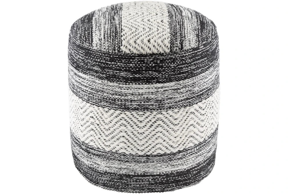 Pouf-Black White Stripe