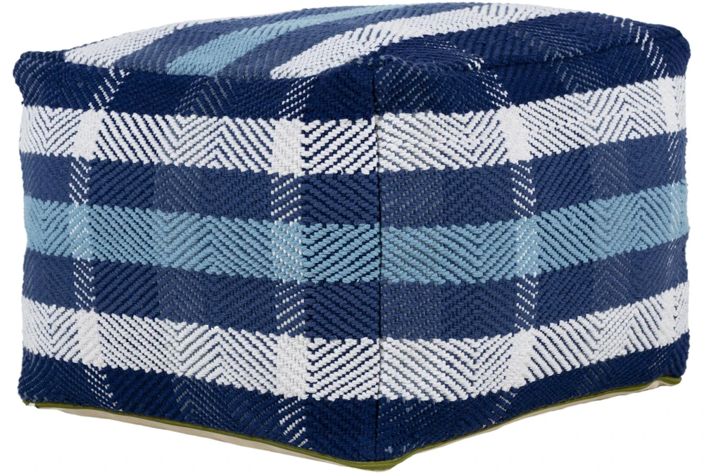 Pouf-Blue White Plaid - Image 4