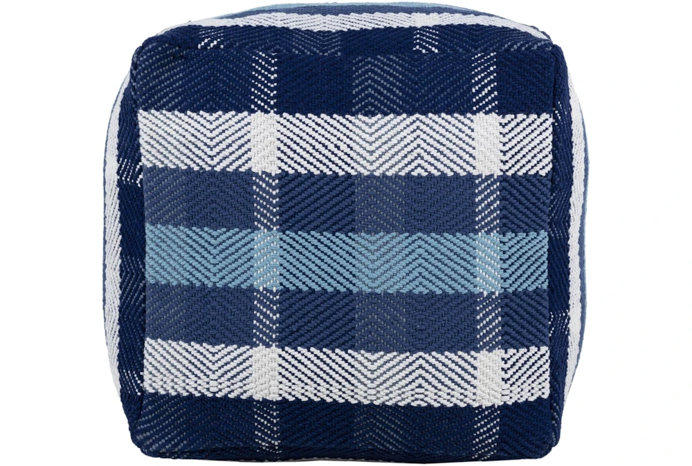 Pouf-Blue White Plaid - Image 5