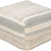 Pouf-Grey Beige Stripe