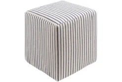 Pouf-Navy Cream Stripe