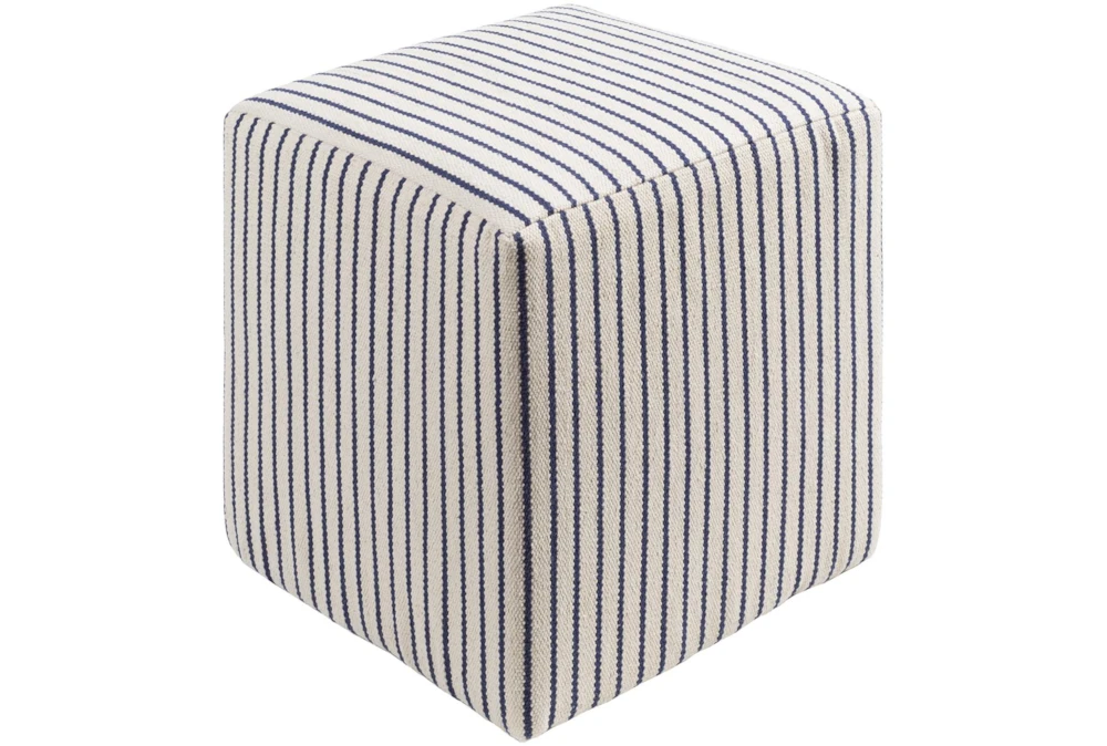 Pouf-Navy Cream Stripe