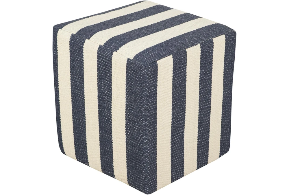 Pouf-Blue Cream Stripes