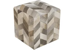 Pouf-Camel Cream Chevron Hair On Hide