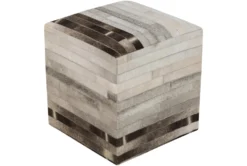 Pouf-Taupe Camel Patched Hair On Hide