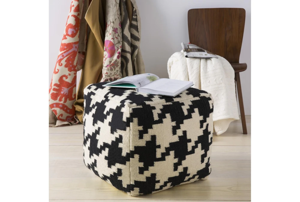 Pouf-Black Cream Houndstooth Small - Image 2