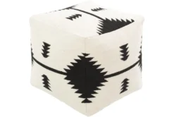 Pouf-Cream Black Aztec