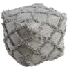 Pouf-Diamond Fringe Gray