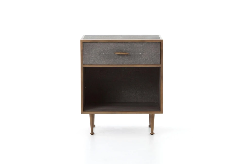 Shagreen Bedside Table-Antique Brass - Image 2