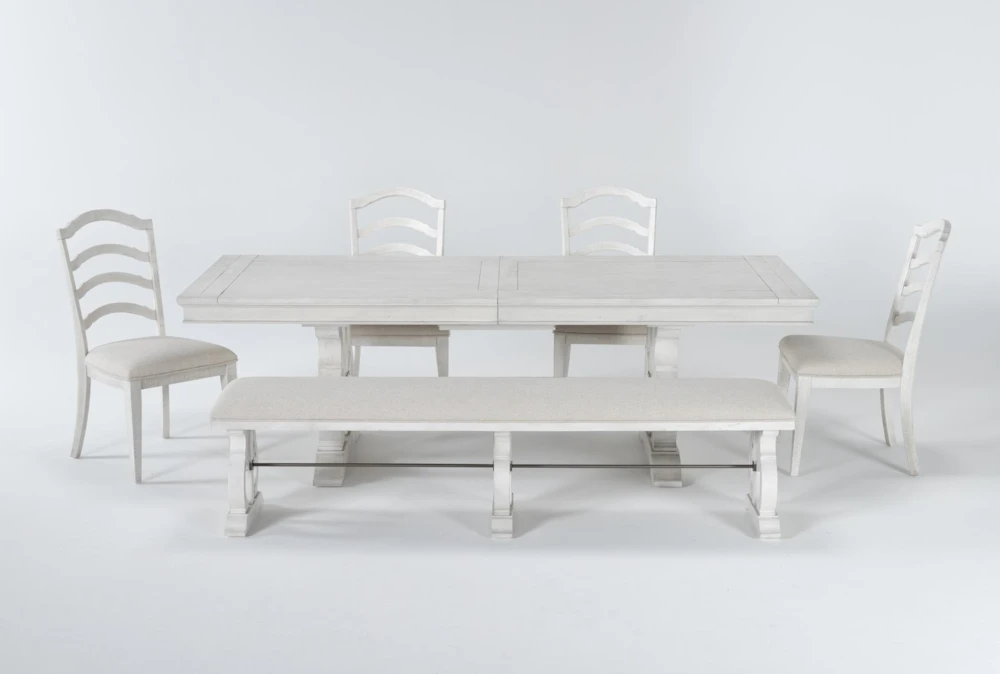 Martin 94-112" Extension Dining With Wood Side Chair Set For 6