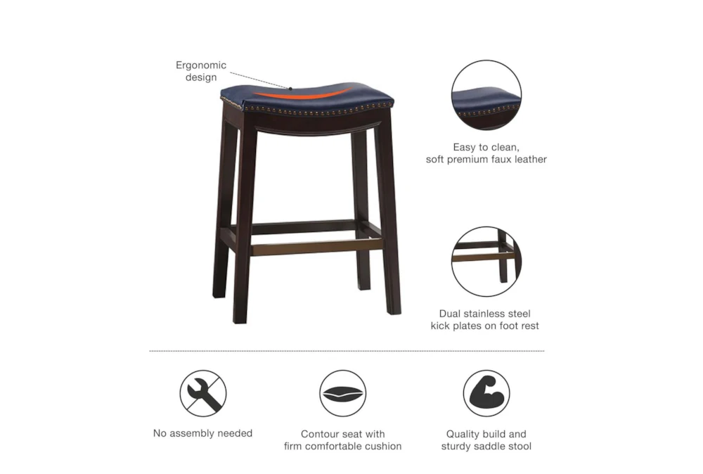 Madison Park Westly Saddle Navy 27" Counter Stool - Image 3