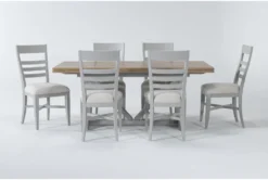 Ozzie 72-100" Extension Dining With Grey Side Chair Set For 6