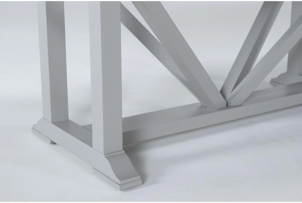 Ozzie 72-100" Extension Dining With Bench + Grey Side Chair Set For 6 - Image 7