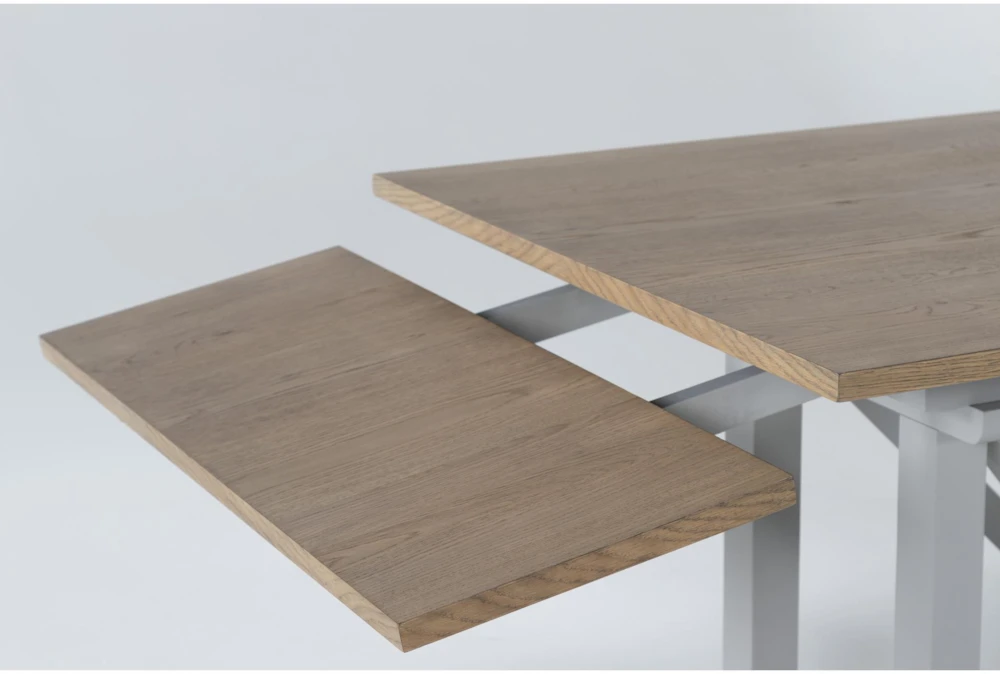 Ozzie 72-100" Extension Dining With Bench + Grey Side Chair Set For 6 - Image 9