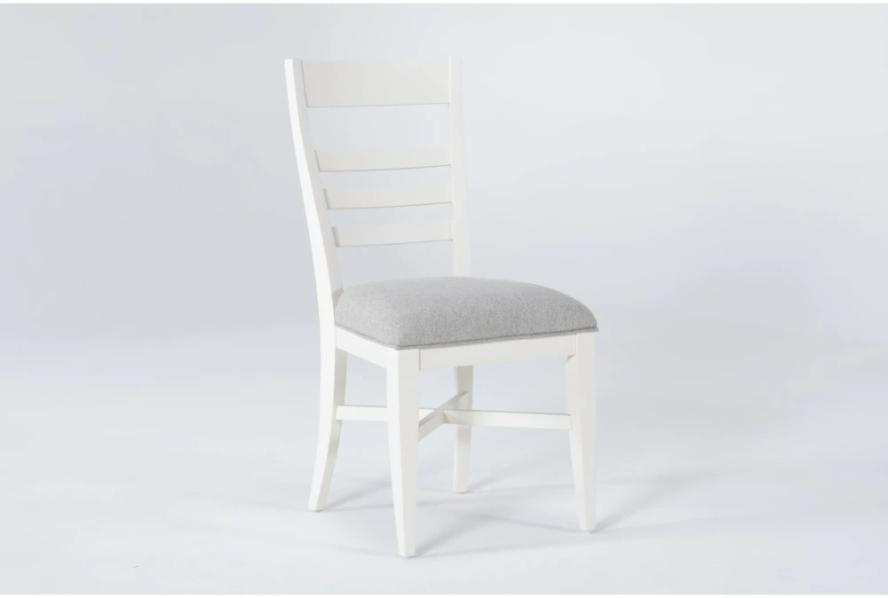Ozzie White Upholstered Ladderback Dining Side Chair - Image 2