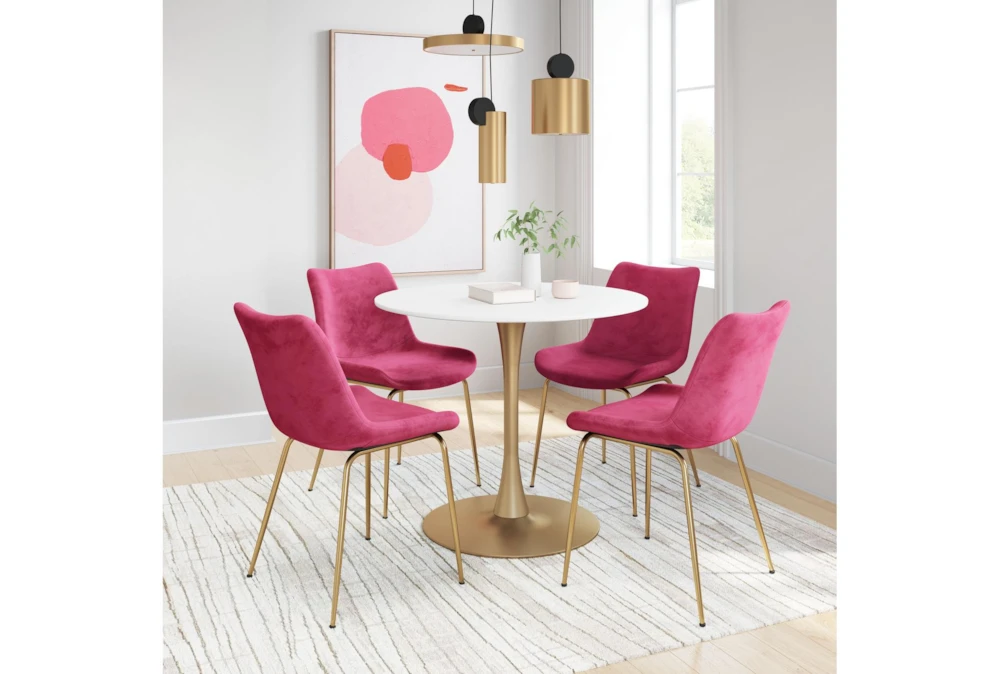 Red Velvet Bucket Seat Dining Chair Set Of 2 - Image 14