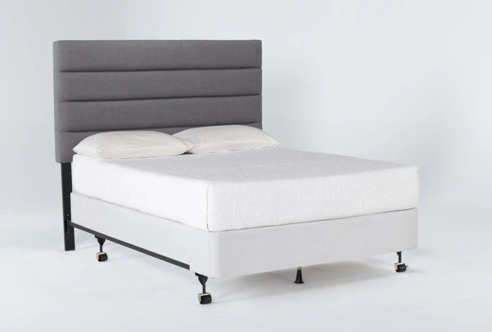 Britte King Upholstered Headboard With Metal Bed Frame - Image 2