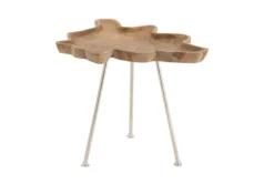 Teak Root And Metal Tray Accent Table