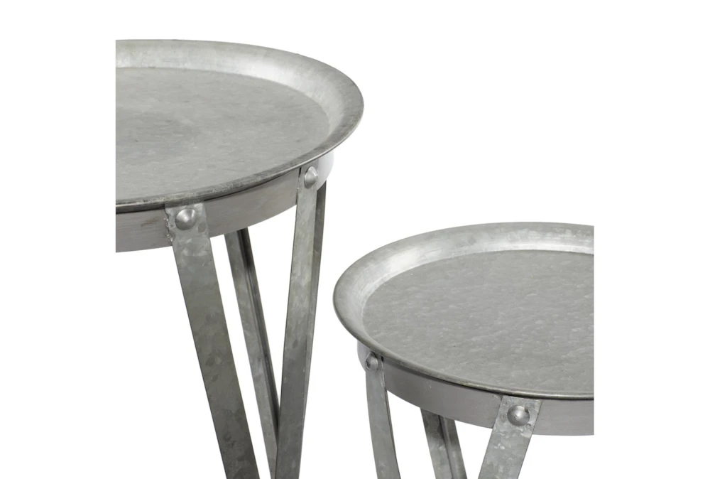 Galvanized Metal Pedestal Accent Table-Set Of 2 - Image 6