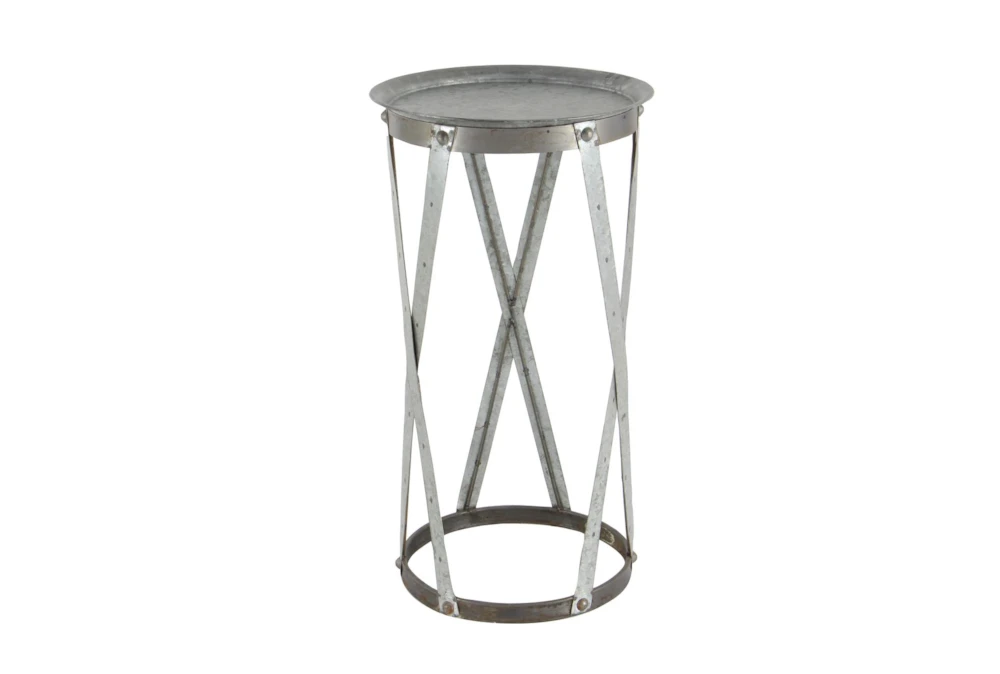 Galvanized Metal Pedestal Accent Table-Set Of 2 - Image 2