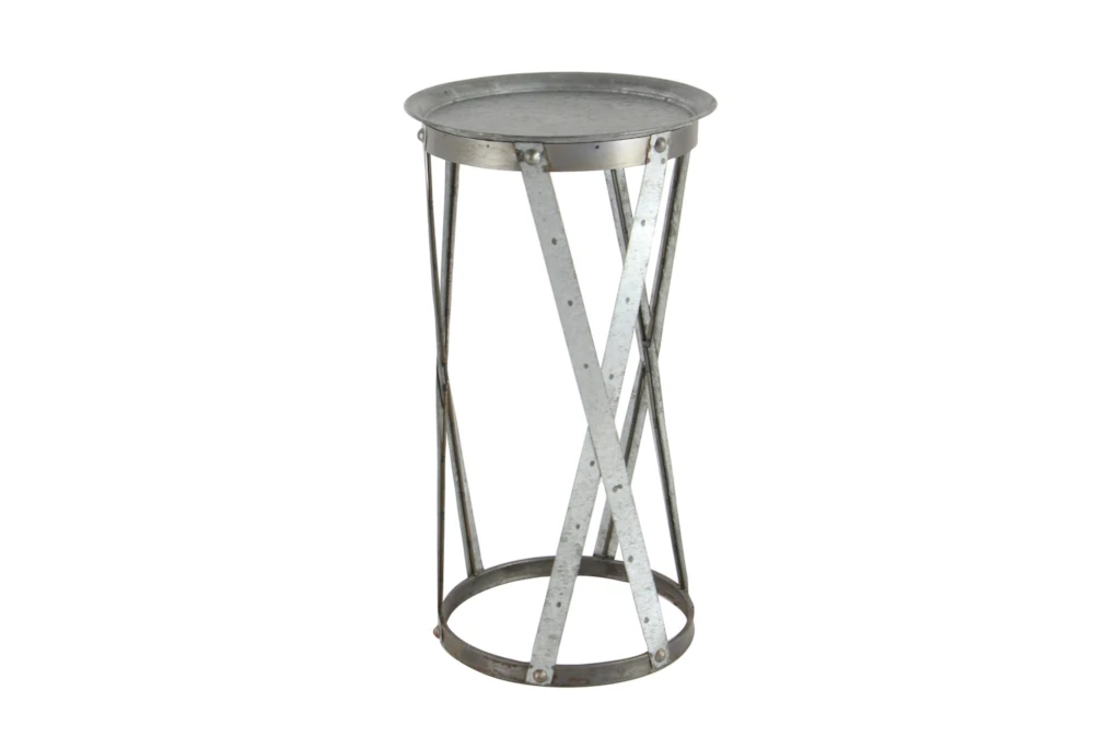 Galvanized Metal Pedestal Accent Table-Set Of 2 - Image 4