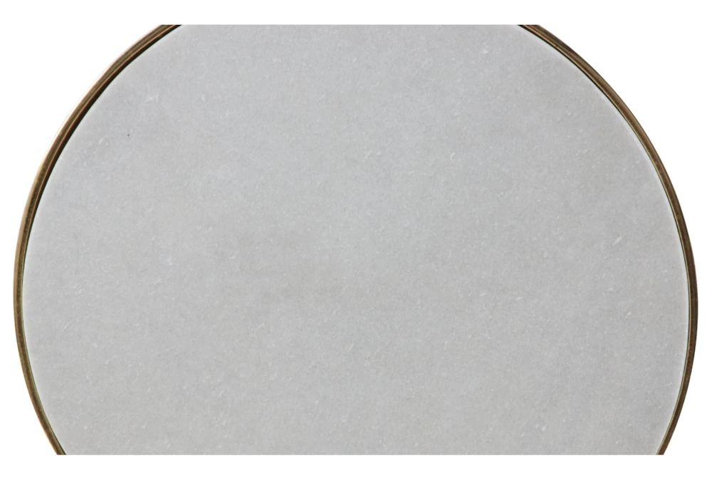 15" Grey Marble Round Accent Table With Gold Aluminum Rim And Stand - Image 4
