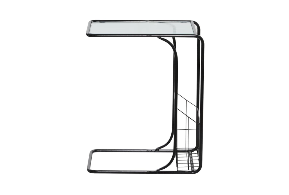 Metal And Glass C Table With Magazine Rack - Image 2
