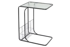 Metal And Glass C Table With Magazine Rack