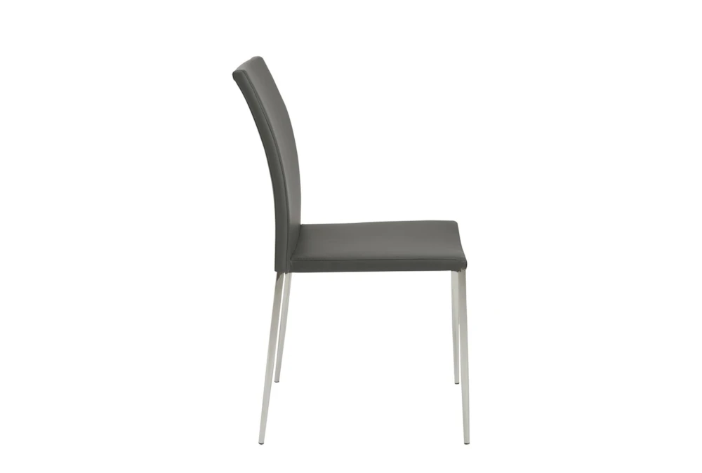 Grey Faux Leather And Stainless Steel Stacking Side Chair-Set Of 2 - Image 4