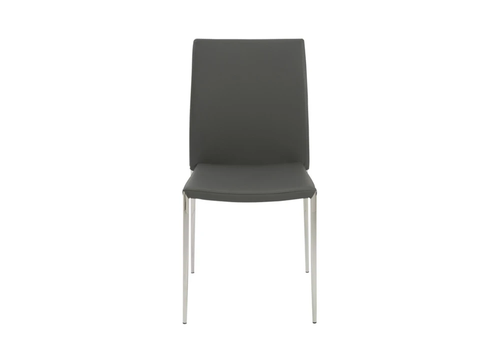 Grey Faux Leather And Stainless Steel Stacking Side Chair-Set Of 2 - Image 2