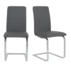 Grey Faux Leather And Stainless Steel Cantilever Side Chair-Set Of 2