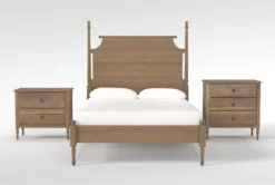 Magnolia Home Anders Weathered Brown Queen Poster 3 Piece Bedroom Set With Hartley Chest Of Drawers +Nightstand By Joanna Gaines