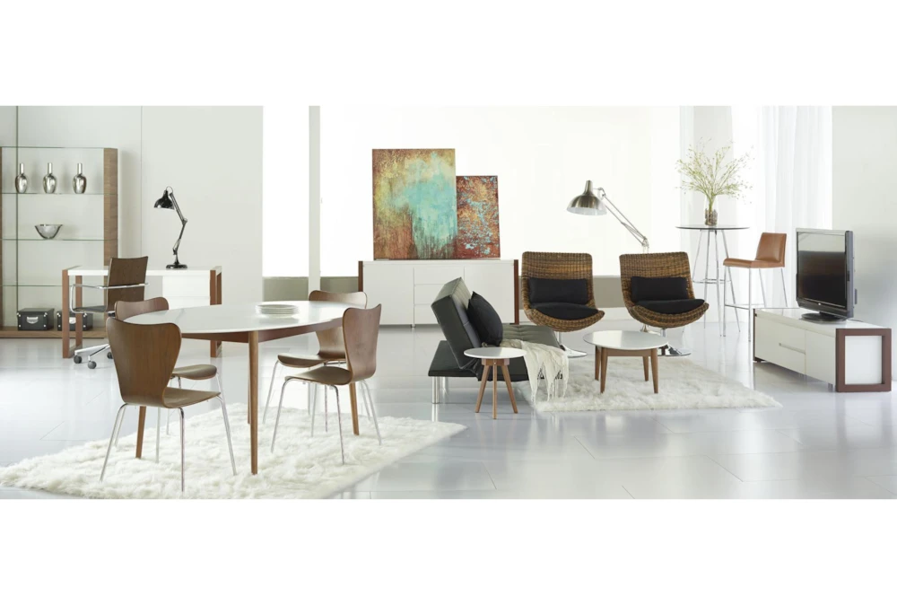 Newport White 63" Oval Dining Table With Dark Walnut Base - Image 3