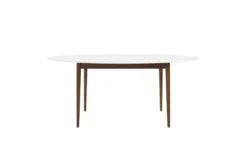 Newport White 63" Oval Dining Table With Dark Walnut Base