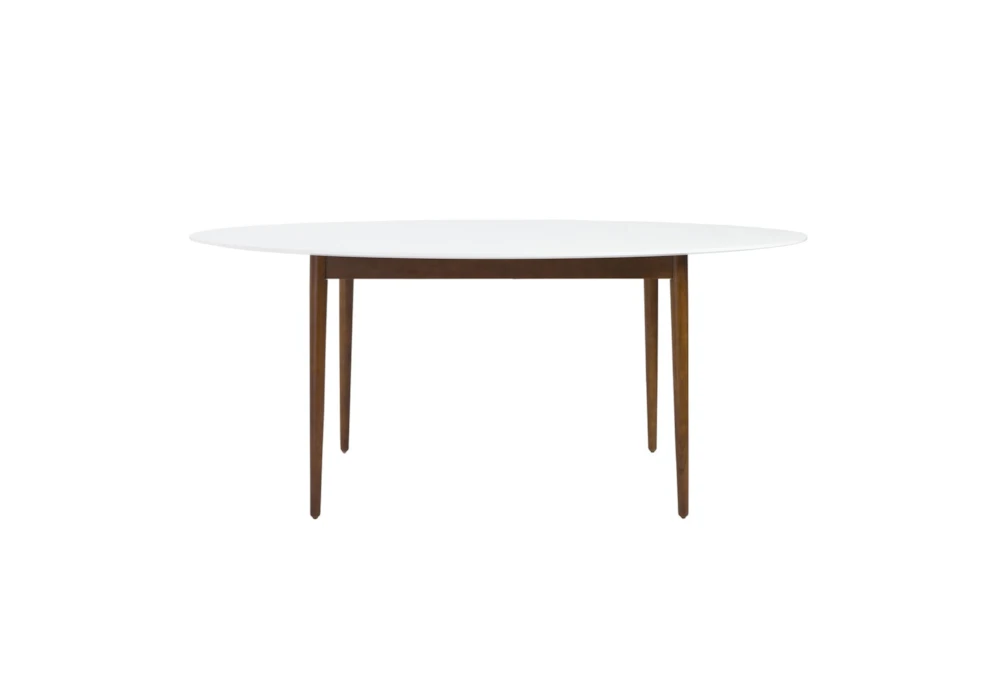 Newport White 63" Oval Dining Table With Dark Walnut Base