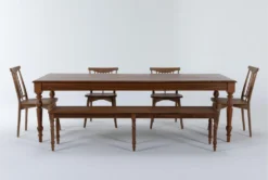 Magnolia Home Webster Walnut 96" Dining With Bench, Low + High Back Chair Set For 6 By Joanna Gaines