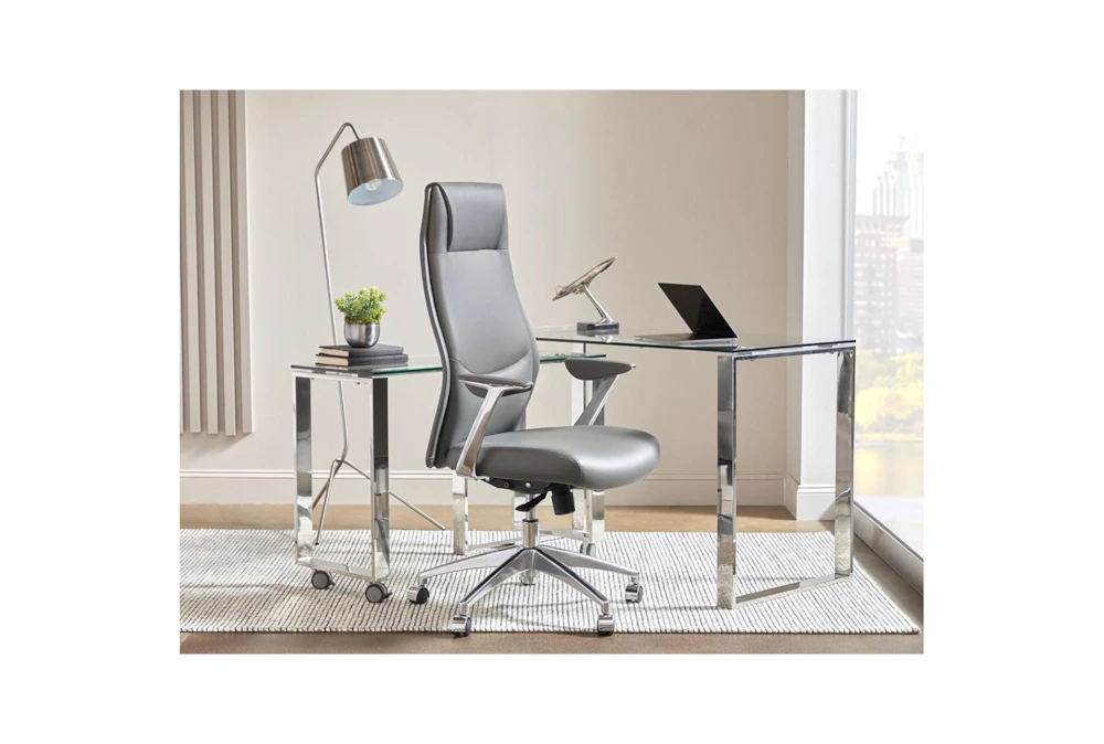 Karlstad Grey Faux Leather High Back Desk Chair - Image 4