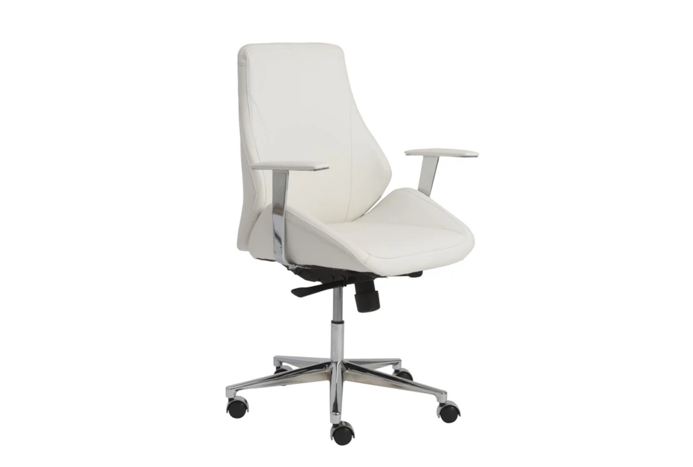 Viborg White Faux Leather And Chrome Low Back Desk Chair - Image 2