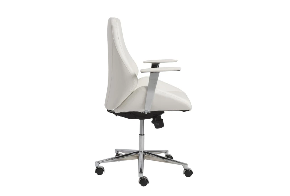 Viborg White Faux Leather And Chrome Low Back Desk Chair - Image 3
