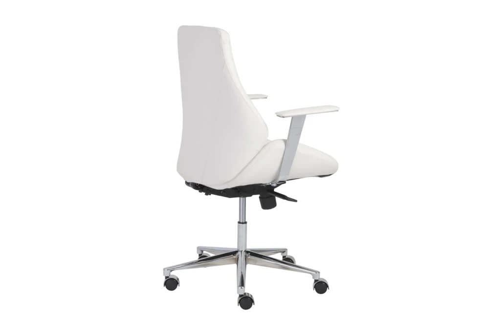 Viborg White Faux Leather And Chrome Low Back Desk Chair - Image 4