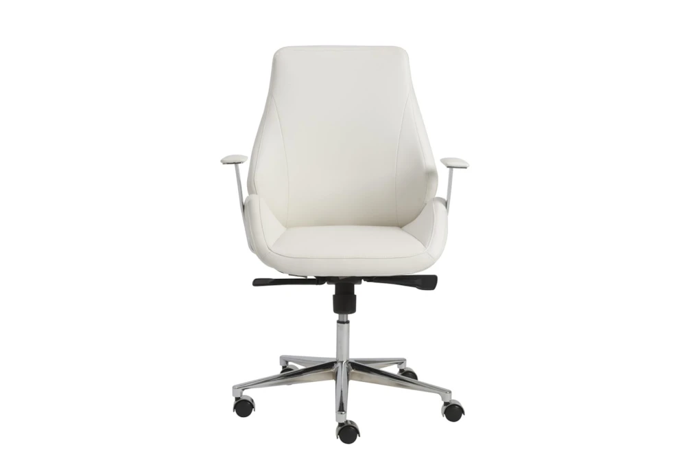 Viborg White Faux Leather And Chrome Low Back Desk Chair